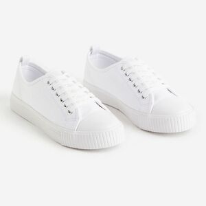 H&M Women's White Canvas Tennis Shoes Sneakers Size 6.5 NEW